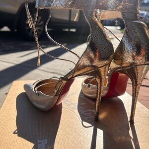 Christian Louboutin Metallic Gold Snakeskin Heels
